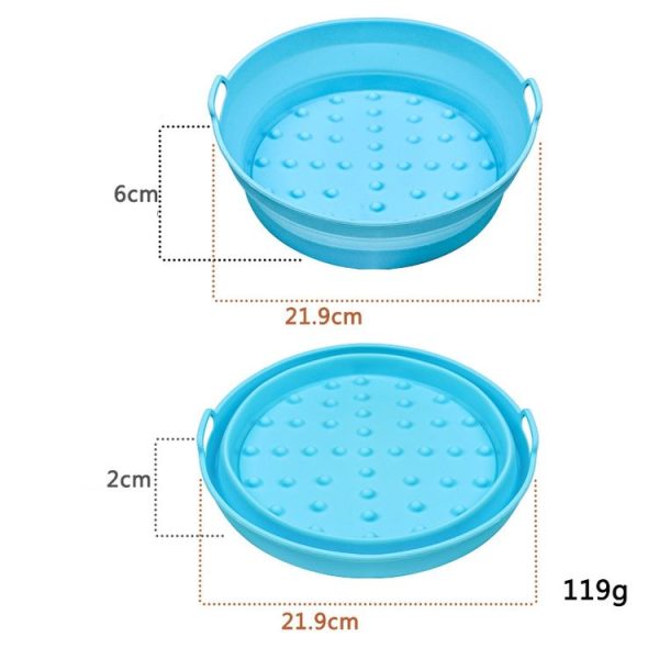 Air Fryer Grill Mat High Temperature Resistant Silicone Baking Tray, Specification: Large Round Blue - Image 2