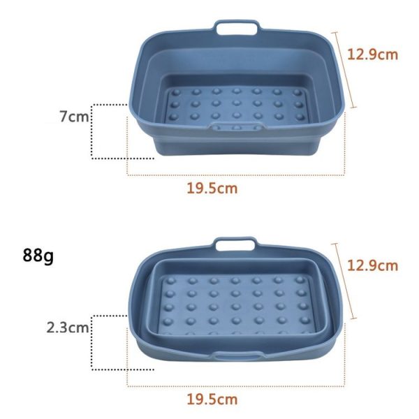 Air Fryer Grill Mat High Temperature Resistant Silicone Baking Tray, Specification: Rectangular Dot Dark Blue - Image 2