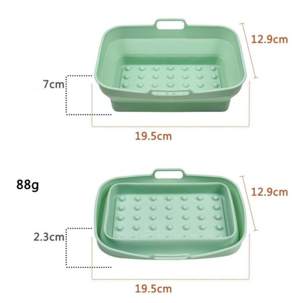 Air Fryer Grill Mat High Temperature Resistant Silicone Baking Tray, Specification: Rectangular Dot Green - Image 2