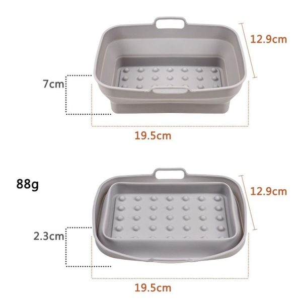 Air Fryer Grill Mat High Temperature Resistant Silicone Baking Tray, Specification: Rectangular Dot Gray - Image 2