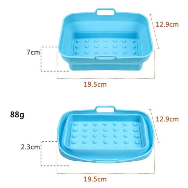 Air Fryer Grill Mat High Temperature Resistant Silicone Baking Tray, Specification: Rectangular Dot Blue - Image 2