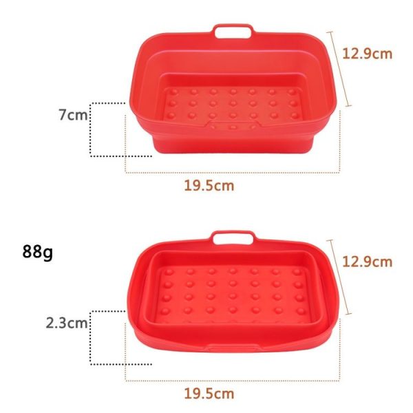 Air Fryer Grill Mat High Temperature Resistant Silicone Baking Tray, Specification: Rectangular Dot Red - Image 2