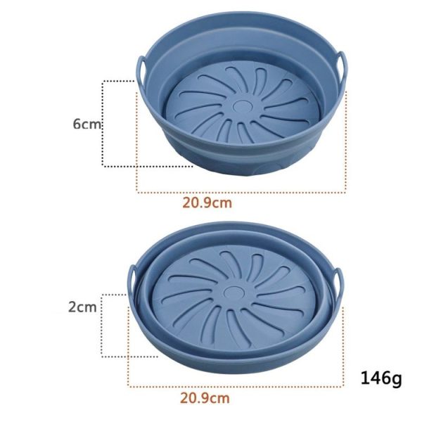 Air Fryer Grill Mat High Temperature Resistant Silicone Baking Tray, Specification: Round Inner Dark Blue - Image 2