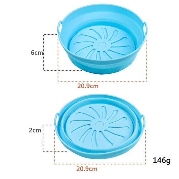 Air Fryer Grill Mat High Temperature Resistant Silicone Baking Tray, Specification: Round Inner Blue - Image 2