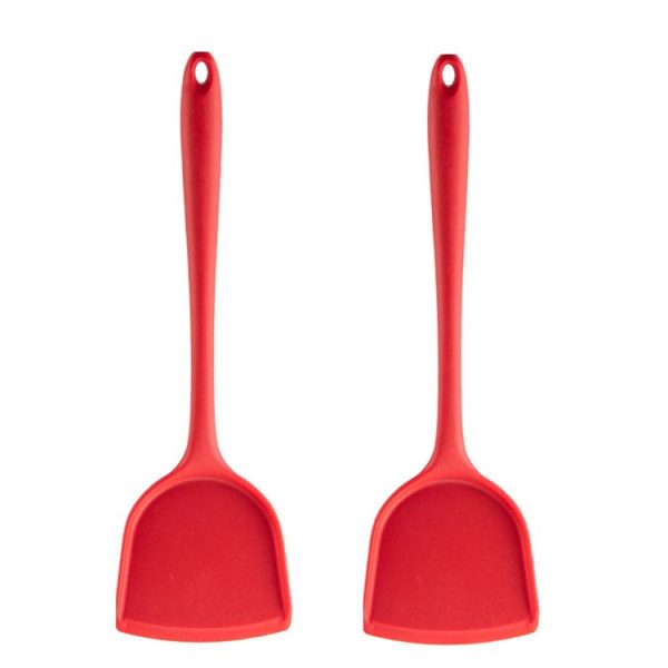 2pcs Non-stick High Temperature Resistant Silicone Cookware, Style: Spatula (Red)