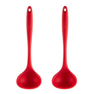 2pcs Non-stick High Temperature Resistant Silicone Cookware, Style: Soup Spoon (Red)