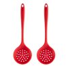 2pcs Non-stick High Temperature Resistant Silicone Cookware, Style: Leak Spoon (Red)