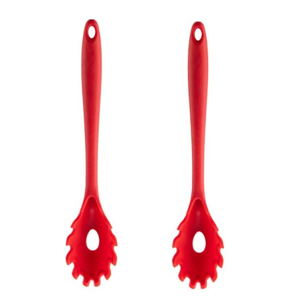 2pcs Non-stick High Temperature Resistant Silicone Cookware, Style: Spaghetti Claw (Red)