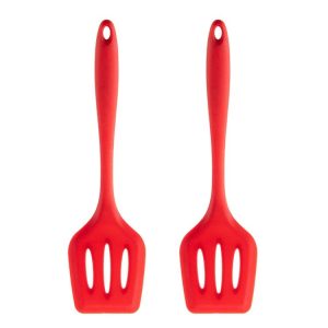 2pcs Non-stick High Temperature Resistant Silicone Cookware, Style: Leak Shovel (Red)