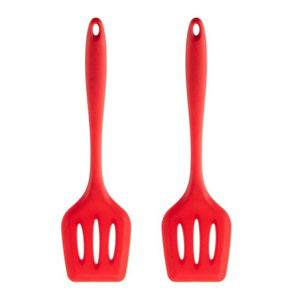 2pcs Non-stick High Temperature Resistant Silicone Cookware, Style: Leak Shovel (Red)