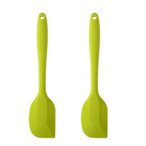 2pcs Large Integrated Silicone Scraper Chocolate Cream Mixing Knife (Green)