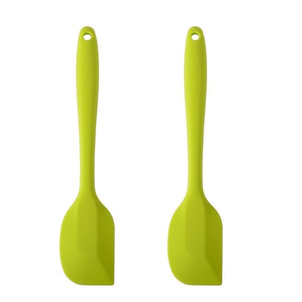 2pcs Large Integrated Silicone Scraper Chocolate Cream Mixing Knife (Green)
