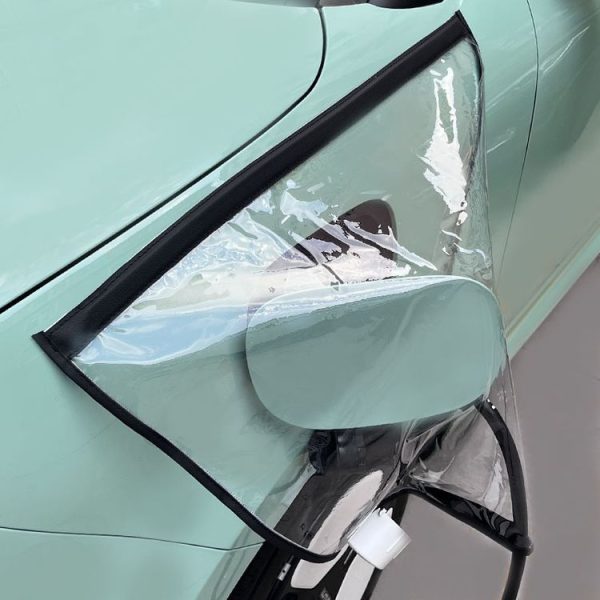 Electric Vehicle Charging Port Magnetic Transparent Rain Cover (Black)