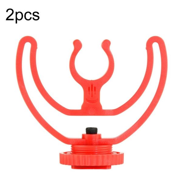2pcs Microphone Mounting Bracket Cold Shoe Mount Mic Holder (Red)