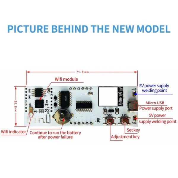 0.8 Inch Electronic Clock Movement Module WIFI Digital Tube Digital Time Display (Blue) - Image 3