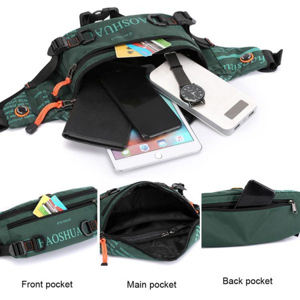 HAOSHUAI 5132 Outdoor Men Waist Bag Sports Running Chest Bag (Black) - Image 6