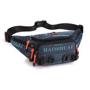HAOSHUAI 5135 Outdoor Men Waist Bag Waterproof Nylon Cloth Men Bag (Dark Blue)