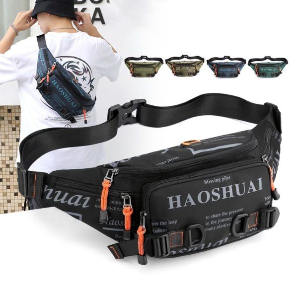 HAOSHUAI 5135 Outdoor Men Waist Bag Waterproof Nylon Cloth Men Bag (Dark Blue) - Image 2