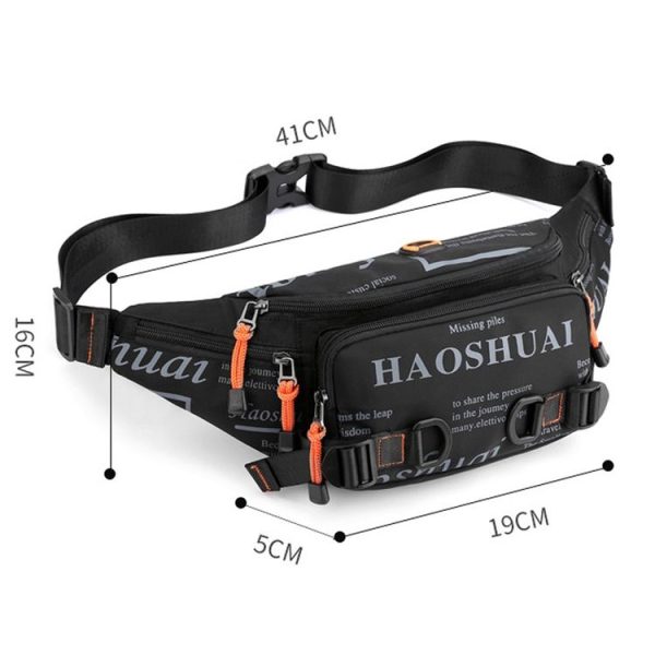HAOSHUAI 5135 Outdoor Men Waist Bag Waterproof Nylon Cloth Men Bag (Dark Blue) - Image 3