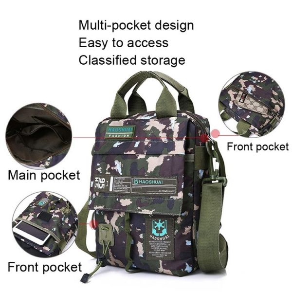 HAOSHUAI 206-1 Men Handheld Crossbody Bag Outdoor Waterproof Cloth Bag (Dark Blue) - Image 2