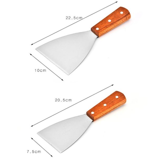 2pcs Stainless Steel Pizza and Steak Shovel Wooden Handle Slanted Shovel Kitchen Tool, Size: S - Image 3