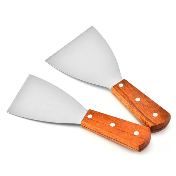 2pcs Stainless Steel Pizza and Steak Shovel Wooden Handle Slanted Shovel Kitchen Tool, Size: S - Image 5