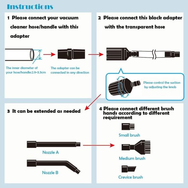 8 In 1 Universal Vacuum Cleaner Accessories Multi-Function Small Suction Head Cleaning Brush - Image 5