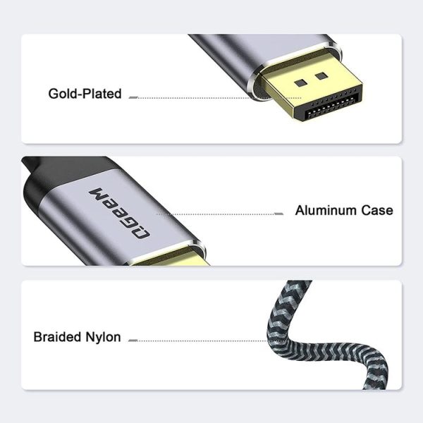 QGeeM QG-UA13 Type-C To DP 4K 60Hz Nylon Braided Adapter Cable, Length: 1.2m - Image 3