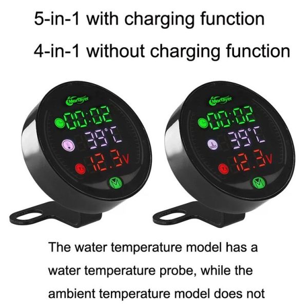 Morfayer YL-M05 4 In 1 Environmental Temperature Model 9-24V LED Night Vision Motorcycle Modification Instrument - Image 2
