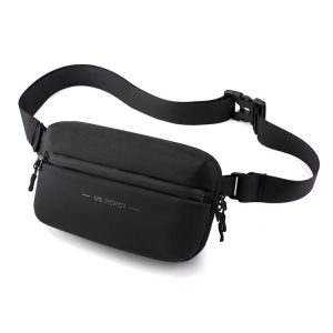 HAOSHUAI 2111 Men Chest Bag Outdoor Travel Waist Bag Minimalist Shoulder Bag (Black)