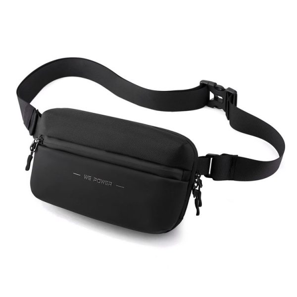 HAOSHUAI 2111 Men Chest Bag Outdoor Travel Waist Bag Minimalist Shoulder Bag (Black)