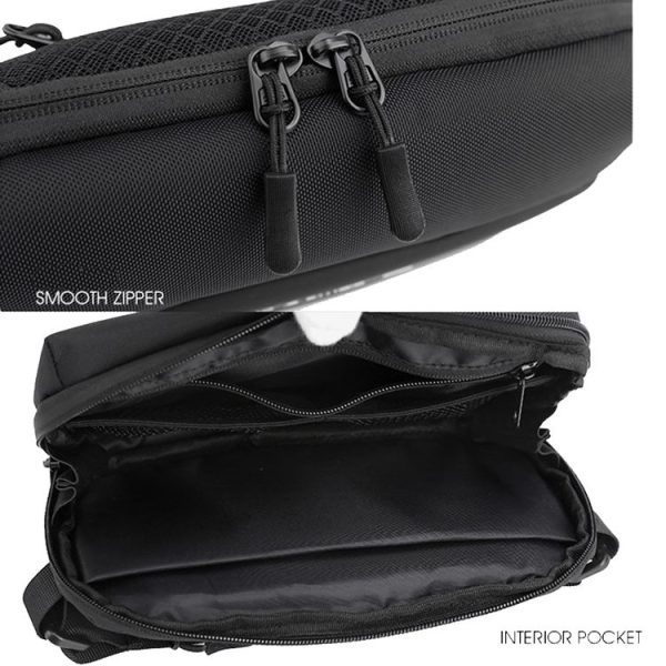 HAOSHUAI 2111 Men Chest Bag Outdoor Travel Waist Bag Minimalist Shoulder Bag (Black) - Image 5