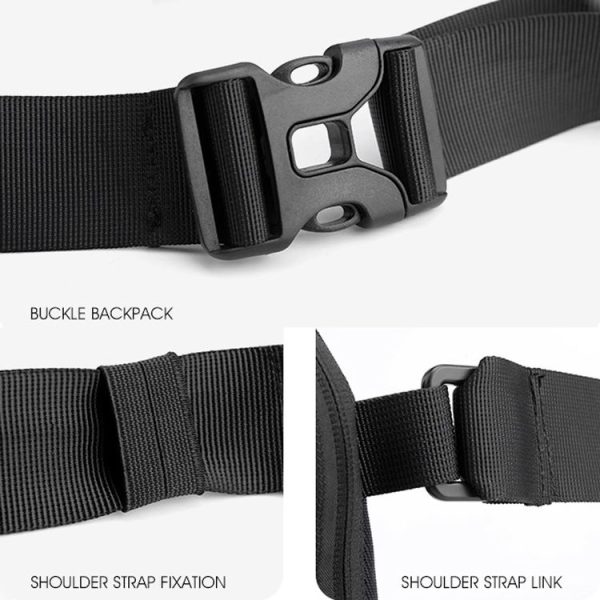 HAOSHUAI 2111 Men Chest Bag Outdoor Travel Waist Bag Minimalist Shoulder Bag (Black) - Image 6