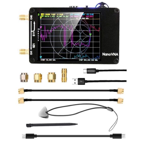 NANOVNA-H Upgraded Version 2.8 Inch TFT 50Khz-1.5Ghz Vector Network Antenna Analyzer MF HF VHF UHF With SD Card Slot Without Card (Black)
