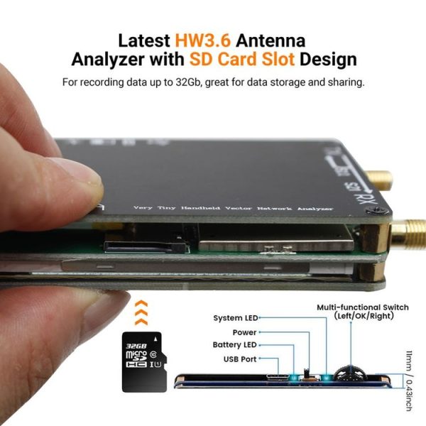 NANOVNA-H Upgraded Version 2.8 Inch TFT 50Khz-1.5Ghz Vector Network Antenna Analyzer MF HF VHF UHF With SD Card Slot Without Card (Black) - Image 3