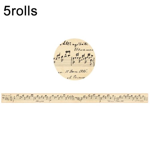 5rolls Retro Washi Tape for Journal Scrapbooking Diary Planners, Color: Written Notes