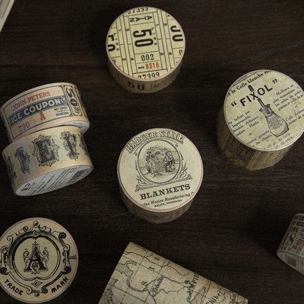 5rolls Retro Washi Tape for Journal Scrapbooking Diary Planners, Color: Written Notes - Image 3