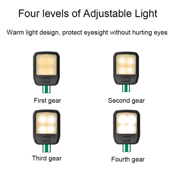 Portable Book Clip Light Four-Gear Adjustable Charging Eye Protection Lamp (Black) - Image 3