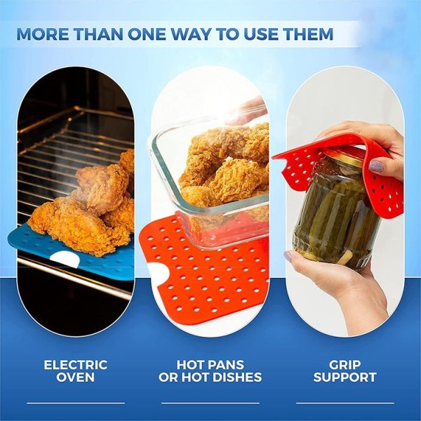 NINJA DZ201 DZ401 Air Fryers 2pcs Silicone Pad Rectangular Liner (Blue) - Image 4