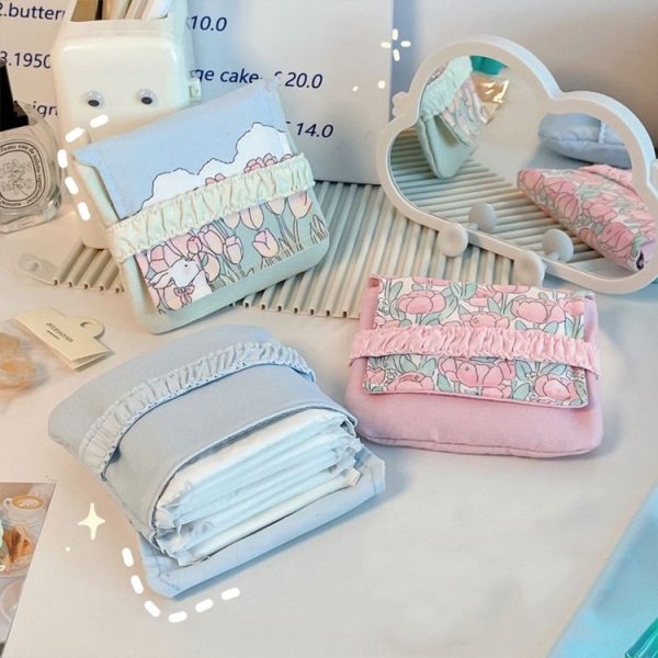 BD0443 2pcs Cartoon Pattern Large Capacity Sanitary Storage Bags (Red Cherry Bear) - Image 6