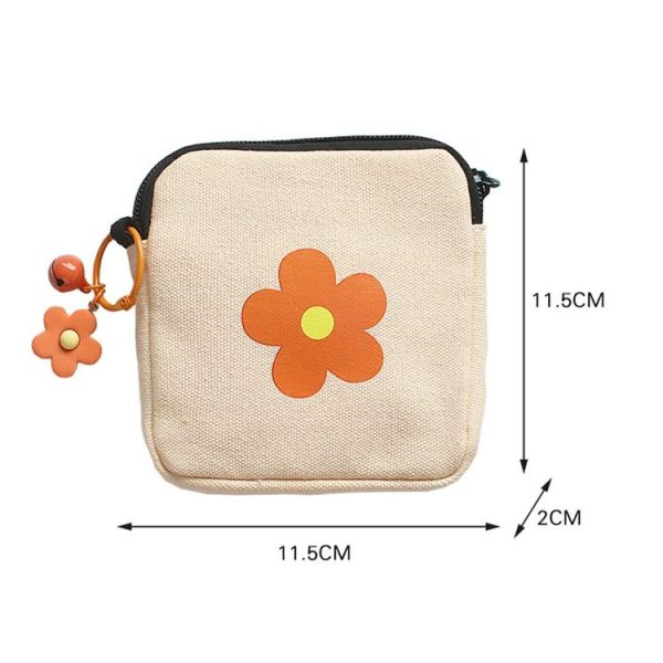 Sanitary Napkin Storage Bag Large Capacity Little Bag Canvas Simple Short Wallet (Pink) - Image 3