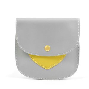 Portable Large Capacity PU Sanitary Napkin Pad Storage Bag (Gray+Yellow)