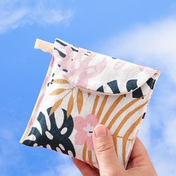 8pcs Cotton and Linen Sanitary Napkin Storage Bag Handy Clutch Bag (Gray Camel) - Image 4
