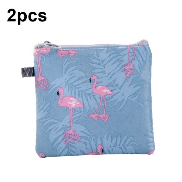 SN-031 2pcs Waterproof Zipper Sanitary Napkin Storage Bag Coin Card Bag (Flamingo)
