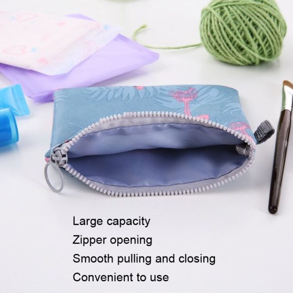 SN-031 2pcs Waterproof Zipper Sanitary Napkin Storage Bag Coin Card Bag (Flamingo) - Image 4