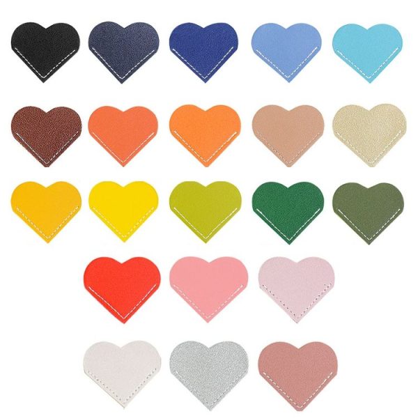 Mini Business Student Library Portable PU Leather Heart Shaped Bookmark (Light Pink) - Image 2