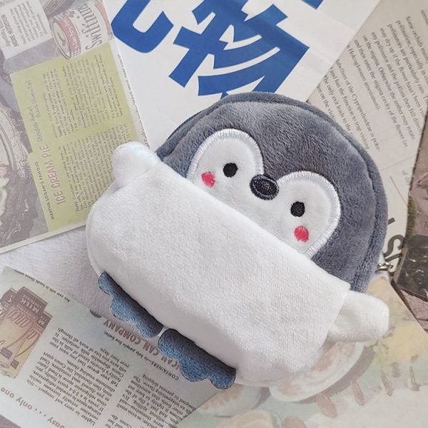 2pcs Cute Little Penguin Coin Purse Lipstick Data Cable Bag (9x8.5x4cm) - Image 5