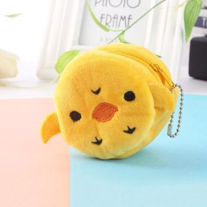 2pcs Children Cartoon Plush Three-dimensional Key Coin Purse (Chick)