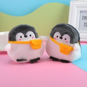 2pcs Cute Little Penguin Coin Purse Lipstick Data Cable Bag (9x8.5x4cm)