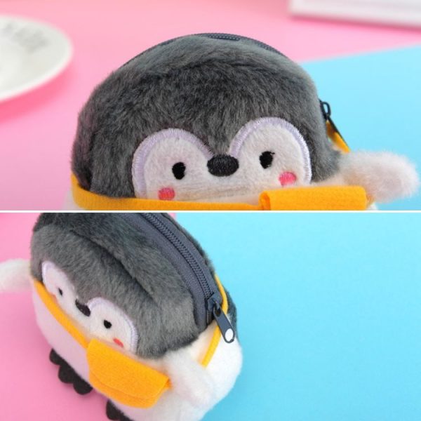 2pcs Cute Little Penguin Coin Purse Lipstick Data Cable Bag (9x8.5x4cm) - Image 3